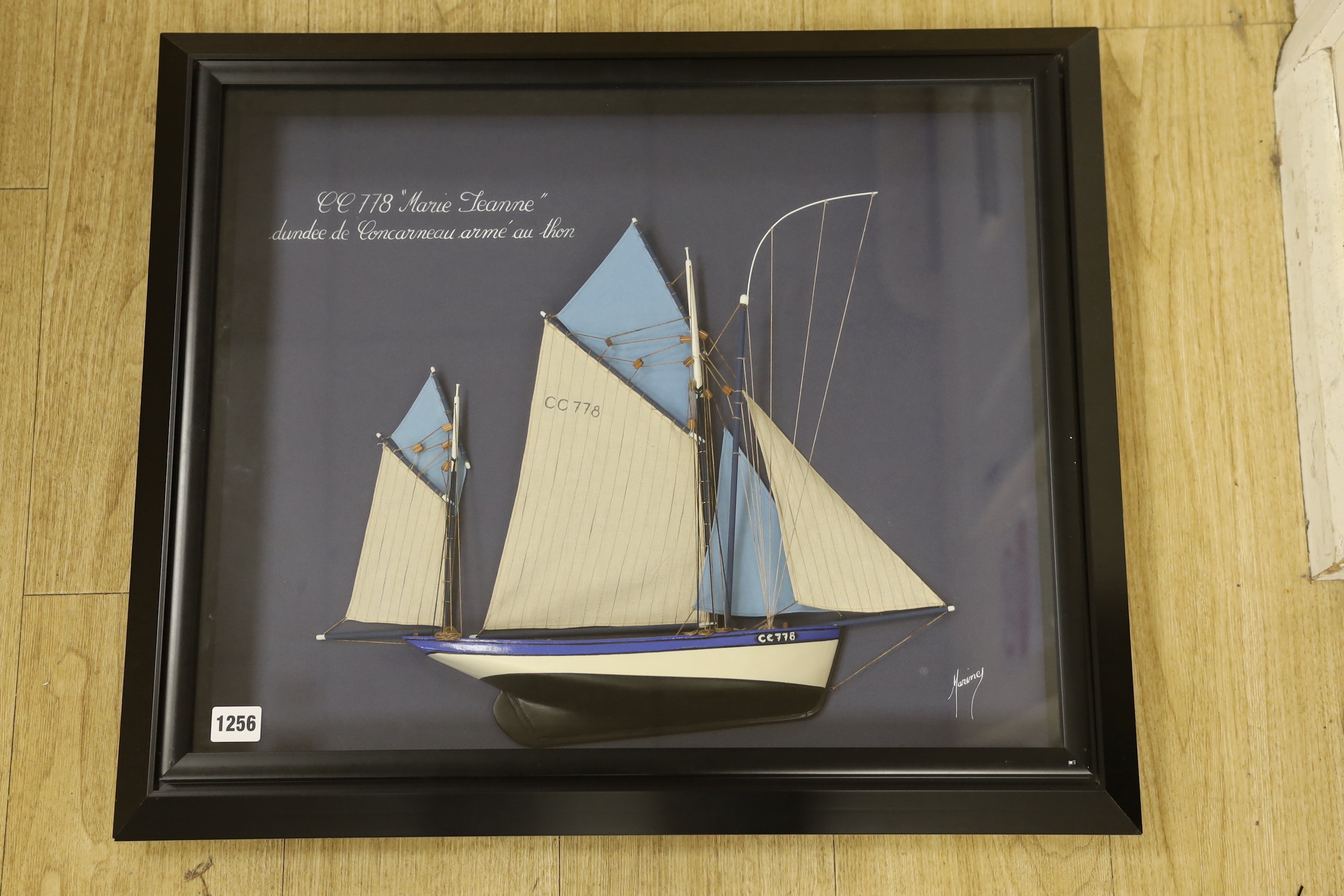 A framed half hull model 'Mary-Jeanne'